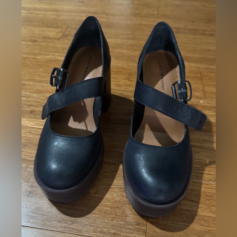 Lucky Brand Black Platform Mary Janes